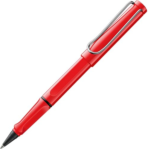 Lamy safari roll-ink red Tintenpatronenroller in Strichbreite M | Lamy Tintenpatronenroller mit ergonomischem Griff - Gehäuse aus robustem ASA-Kunststoff – inkl. Tintenpatrone T10 blau