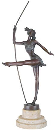 Antike Fundgrube Bronze Figur Einer Jungen Frau die mit einem Stab Turnt | Skulptur Statue | H: (2025)