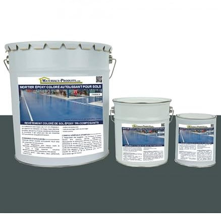 MATPRO - Mortier Époxy Coloré Autolissant - pour Sols Haute Résistance, Ateliers, Stockage - Applicable Sans Retrait - Anti-Poussière - Gris Anthracite - 10Kg