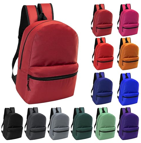 24-Pack 17 Backpacks for Kids - Bookbags in Bulk for Elementary, Middle, and High School Students, 12 Assorted Colors