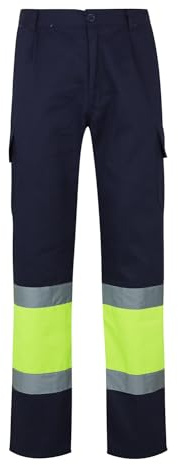 VELILLA 157 Pantalon multipoches bicolore haute visibilité Bleu marine et jaune fluo Taille 5XL