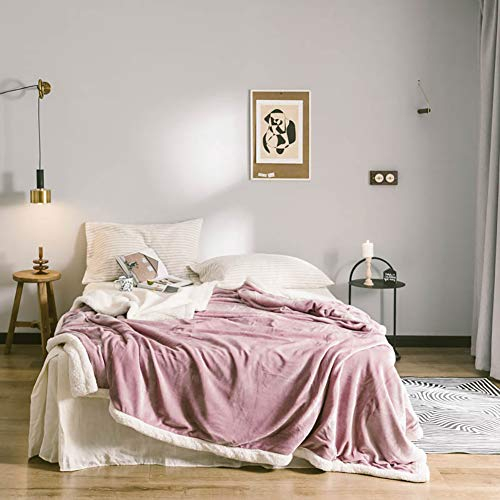Lsimeru Zweiseitig Kuscheldecke Altrosa Flauschig 150x200 Fleecedecke Sherpa Fleece Dicke Qualität Doppelpack Lammfelloptik Weich Wohndecke Lammfelldecke Sofadecke