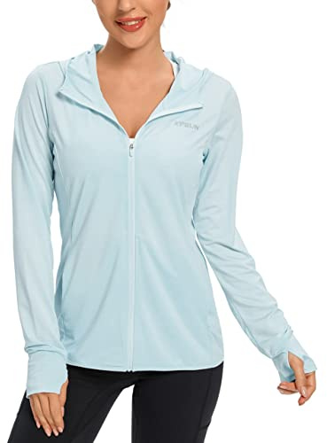 Women's UPF 50+ UV Sun Protection Clothing Zip Up Hoodie SPF Long Sleeve Sun Shirt Fishing Hiking Outdoor Jacket,Blue,L