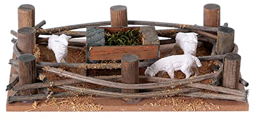 Holyart Zaun mit Schäfchen Selber-Bauen-Krippe 16x10 cm