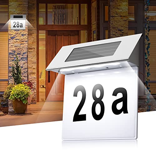 Numero Civico Illuminato a Energia Solare - Targa 4 Led in Acciaio Inox, Resistente alle Intemperie, Luce Solare