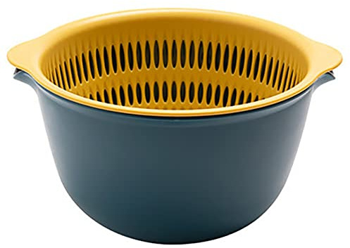 Youka Cestello di Scarico per Scolapasta da Cucina, Set di Ciotole per Scolapasta 2-in-1, Plastica PP Senza BPA Doppio Strato Staccabile per Lavare Verdure e Frutta