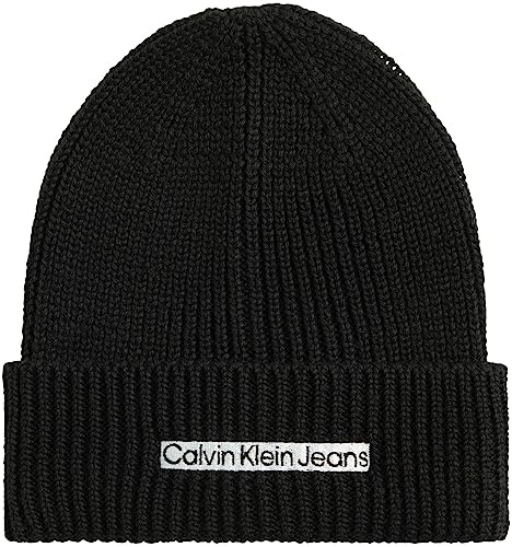 Calvin Klein Jeans Herren Strickmütze Institutional Patch Wintermütze, Schwarz (Black), Onesize