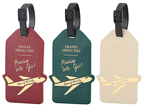 TITIROBA Kofferanhänger PVC Gepäckanhänger mit Adressschild Geeignet für Koffer Handtasche 3 Stücke Weiß Rot Grün