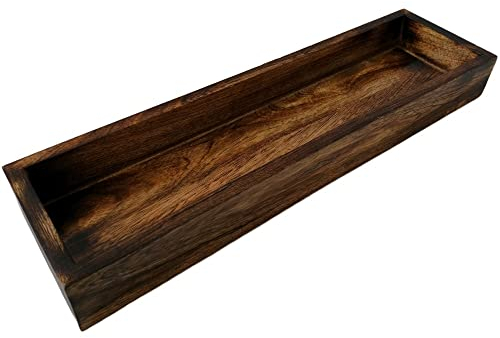 Rustic Wooden Serving Tray – Decorative Table Centerpiece for Dining Coffee Bar Living Room | Farmhouse Home Décor Organizer Accent Piece