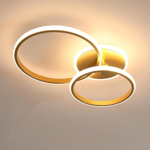Comely LED Deckenlampe Modern, 42W 4700LM Creative Runden Deckenleuchte, Gold Acryl LED Lampe Deckenbeleuchtung für Schlafzimmer Wohnzimmer Küche Esszimmer, 3000K Warmweiß Licht