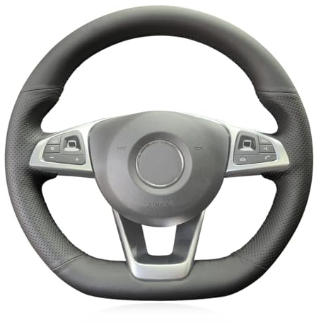 MEWANT DIY Schwarzer Kunstleder-Lenkradbezug für Mercedes Benz W176 W246 W205 C117 C218 W213 AMG X253 W166 X166 W222 | Mercedes Benz W176 W246 W205 C117 C218 W213 AMG X253 W166 X166 W222 Kunstleder Atmungsaktiv Für Beheizte Lenkräder Langlebig