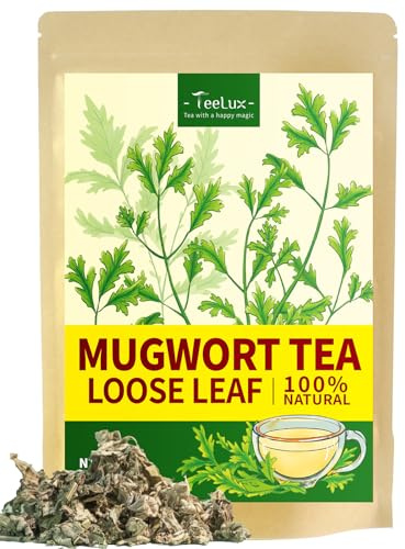TeeLux Mugwort Tea Loose Leaf, Premium Dried Mugwort Leaves Herb Tea, Natural & Pure, Caffeine Free, 3.5oz