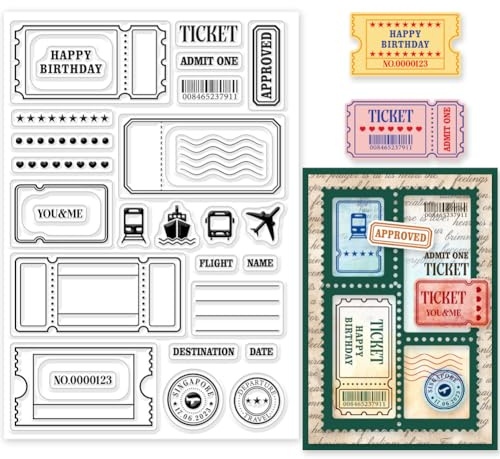 GLOBLELAND Klare Stampl Reisestempel Transparente Stempel Ticket Poststempel Silikonstempel Schiffskarten Fahrkarten Clear Stamps für für DIY Journal Scrapbooking Fotoalbum Kartenherstellung