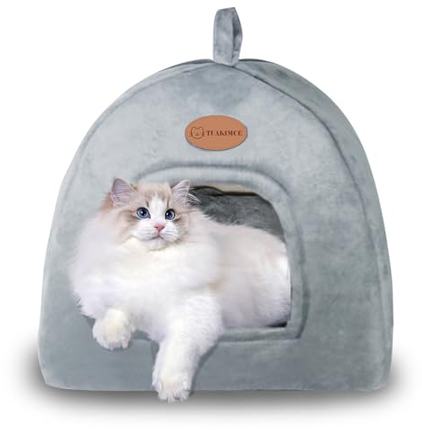 TUAKIMCE Katzenhöhle Katzenbett,Katzenbetten für Hauskatzen,Waschbares Katzenhaus Haustierbett,Weiches Komfort Zelt Katzenstreu Bett, Warme Katzenhöhle Beruhigendes Bett für Katzen Hunde Schlafen
