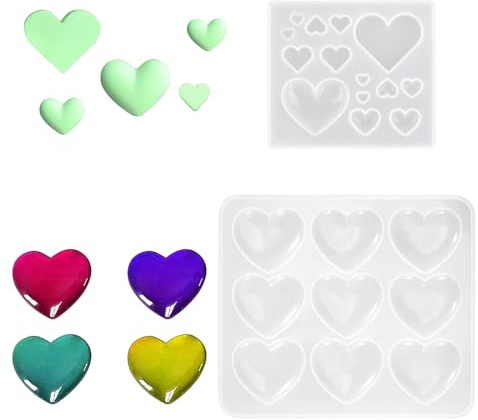 Ensemble Deux Pièces Coeur - Moule Silicone Résine Époxy Bijoux Pendentifs