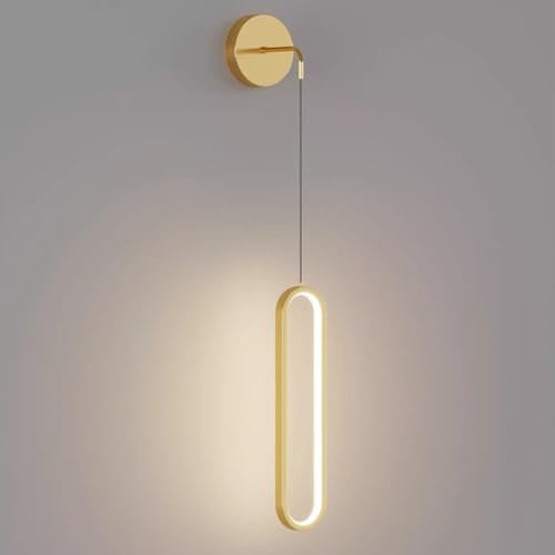 Wandleuchte Innen Wandlampe Modern - Gold aus Metall Design Wandbeleuchtung Vintage Kreatives Bettlampe 18W Nachttischlampe Kreative Runde Ring Wandlicht für Wohnzimmer Schlafzimmer Flur (Gold)
