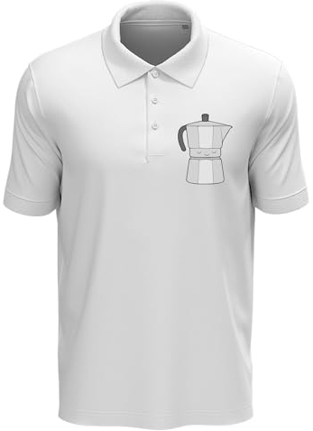 Atspauda Cute Sleeping Coffee Percolator Men's Cotton Polo Shirt White Large