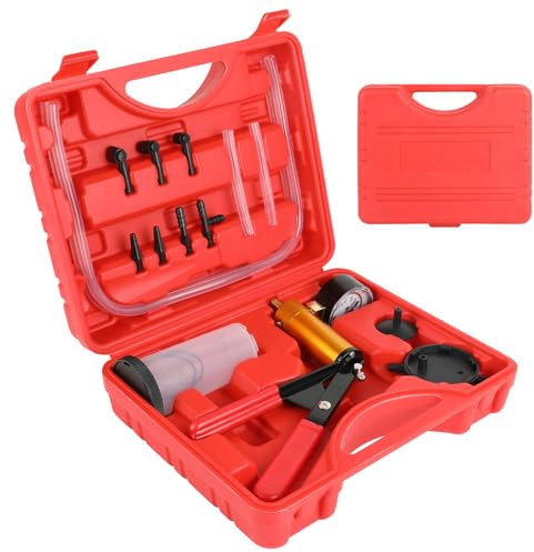 ASUNCELL Vacuum Pump Brake Pump Tester Set, Brake Bleeding Kit, Hand held Vacuum Pump Test Set, Manual Brake Clutch System Fluid Bleed Kit, One Man for Car Automotive Motorcycle
