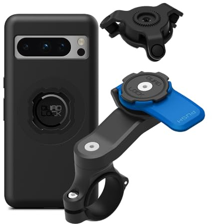Quad Lock Telefonfäste för Motorcykelstyre med Vibrationsdämpare och MAG-fodral för Pixel 8 Pro