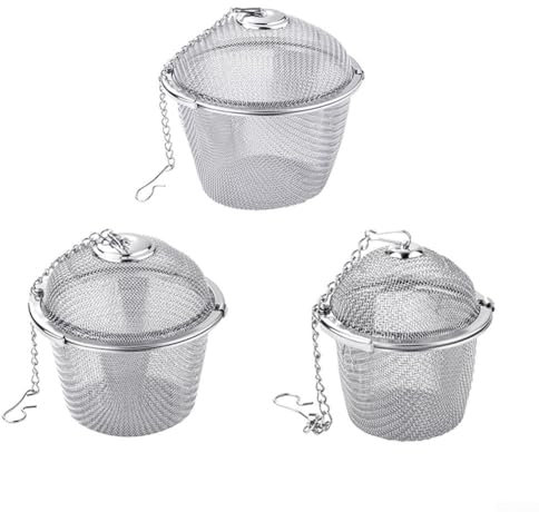 Lot de 3 boules de thé pour assaisonnement, paniers de nettoyage, filtre à thé, seau à thé en maille pour infuseur de thé