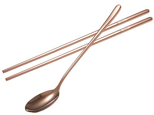 Set di bacchette per cucchiaio, in acciaio inox 304, posate coreane, bacchette e cucchiai, design ergonomico, bacchette e cucchiai, per casa, caffetteria