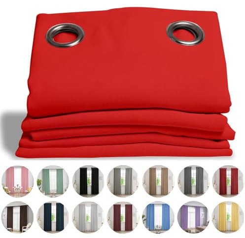 NINGBAI Verdunkelungsvorhang/Gardinen Vorhänge 150 x 270 cm Isolierend Kälteschutz Sonnenschutz Thermo Vorhang Gegen Kälte für Schlafzimmer, Rot