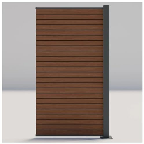 HORI Sichtschutzzaun Rhombus-Style Anbauelement schmal - WPC Windschutz - Robuster Zaun für Garten & Terrasse - Erweiterbares Sichtschutzsystem - Modernes Design I Aufschrauben Braun