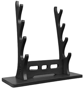 4-Tier Wooden Flute Stand Display Rack - Multi-Tier Desktop Holder for Soprano, Recorder, Bamboo Flute, Irish Whistles, Woodwind Instruments, Organizer for Collecting, Storing, Displaying (Black)