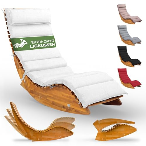 Casaria® Set Lettino Prendisole in Legno con Cuscino 195x60cm Portata 160 kg Certificato FSC® Lettini da Giardino Sdraio Pieghevole Ergonomica