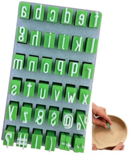 Generico 38 Timbri Lettere Alfabeto, Set di Stampi Lettere Maiuscole Minuscole E Simboli per Argilla, Pasta di Zucchero, Biscotti