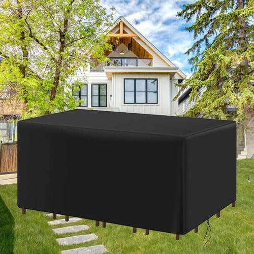 AUWUUA Abdeckungen für Gartenmöbel Wasserdicht 220x60x80cm/LxWxH Abdeckplane Rechteckige Abdeckung Gartenmöbel Winterfest, Schwerlast Regenschutz und Staubfest Gartentisch Abdeckung, Schwarz