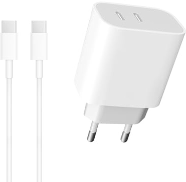 USB C Ladegerät, Schnellladegerät und Ladekabel,2 Anschlüssen USBC Stecker Power Adapter Netzteil für lPhone 16 15 14 13 12 Pro/Pro Max/Plus, Ladestecker Netzstecker mit Kabel Schnellladekabel
