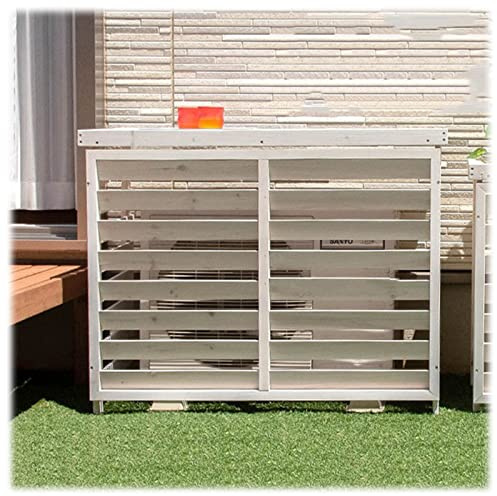 LFONDIGE Cubierta de Aire Acondicionado para Unidades de Ventana, contraventanas Exteriores, Cubierta de Aire Acondicionado, Soporte de Madera para Flores, Pantalla de privacidad Decorativa transpira
