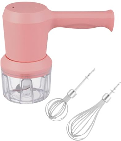 Fenteer Tritatutto Elettrico per Aglio a 5 Velocità con Sbattitore per Uova E Panna, Sbattitore per Panna E Latte, Tritatutto per Frutta, E Sedano, Rosa
