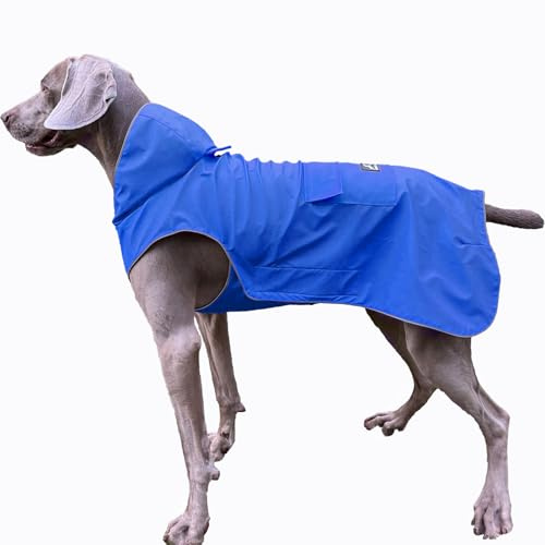 FLYING TAIL Hunde-Regenmantel, nicht steif, superweich, reflektierend, verstellbar, leicht zu tragen, Loch für die Leine für S-XXXXXL, Blau, Größe L