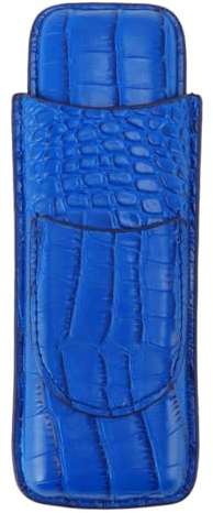 Gsycle Porte-cigares, Manche de Cigare Portable en Cuir Souple 2 Doigts Porte Une Preuve Vintage Cigare humidior pour Le Rouge d'anniversaire ﻿ (Bleu)