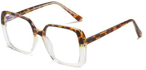 Retro Transparenta Glasögonbågar För Damer med Dubbelfärgade Fjäderhängda Glasögon Herr (Leopard Transparenta)