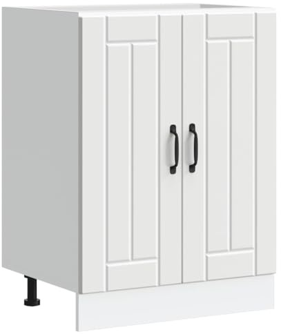 GCHDHAPB Armarios y almacenamiento, gabinetes de cocina con base para fregadero, armario base Lucca White Engineered Wood