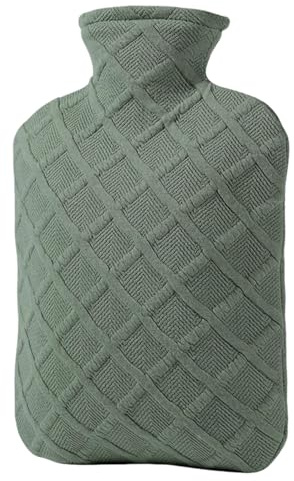 Weqizuerqi - Bolsa de agua caliente (1,2 L, calentador de cama y cuerpo, resistente al agua desmontable de retención de calor 4-6 horas con funda para espalda, hombros, piernas y manos de invierno