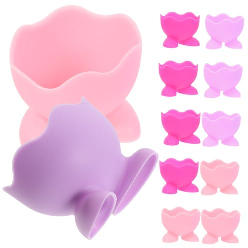 BESPORTBLE 12 piezas Hueveras de Silicona para Huevos Cocidos de Soportes Resistentes y Estables para Servir Gadgets de Cocina Duraderos y Resistentes Deformaciones Color Aleatorio