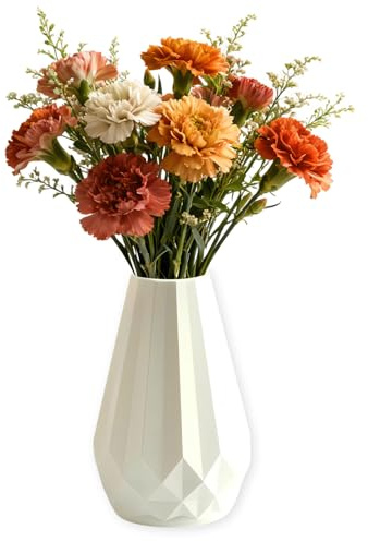 DiiWmme Vase Decorative Unbreakable Plastic Vases for Flowers Tall Modern Flower Vase for Living Room Office Desktop Wedding Decoration 20.5cm (White)