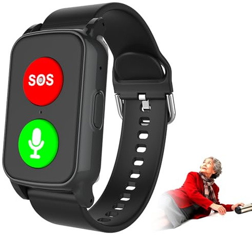 Ancianos Pulsera Avisador Personas Mayores Largo Alcance De Caídascon Botón De Llamada De Emergencia Botón, Detector Caída, Monitoreo De La Salud para Mayores Black