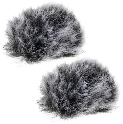 BAZEITFLOW Microphone Covers Easy to Put and Remove with Imitation Plush Material 2pcs Black Protective Mic Guards Noise Reduction and Windproof Microphone for Recording and Office Use