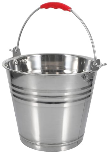 Garneck Großer 5,0l Edelstahl Milcheimer mit Griff Robuster Runder Metalleimer Vielseitiger Wasser und Eiswürfelbehälter für Haushalt und Küche