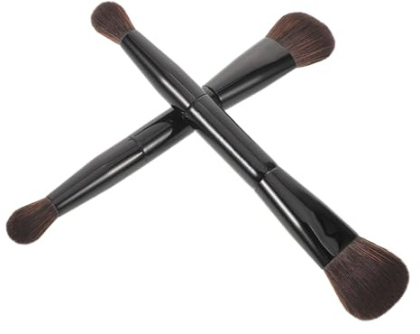 Housoutil Pinceau Contour et Blush Double Embout 2pcs Noir en Fibres Artisanales et Bois, Application Précise et Léger, pour Retouches Quotidiennes et Voyage