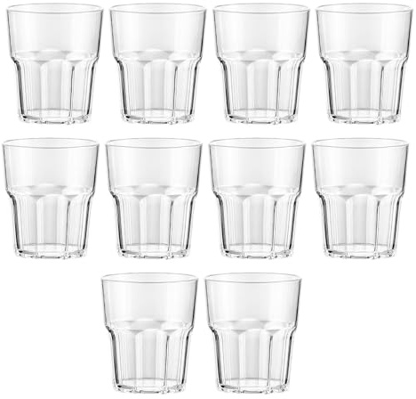 Rthynti 10PCS Acrylic Plastic Tumblers, Reusable Clear Plastic Cups, 260ml Reusable Acrylic Tumblers Unbreakable Drinking Party Glasses for Juice Whiskey Wine BBQ Picnic