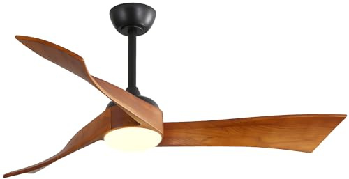 Generisch Ventilatore da soffitto da 52 pollici con luce LED, motore DC, telecomando – 6 livelli di velocità, reversibile, ultra silenzioso <35 dB per camera da letto, soggiorno e balcone
