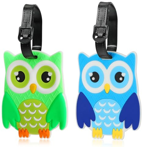 Pwsap 2 Stück Kofferanhänger Koffer,Niedlich Eule Gepäckanhänger Kofferanhänger mit Adressschild Gepäckanhänger ID Etikett Gepäck Handtasche Tag Koffer Tasche Etiketten Name Adresse