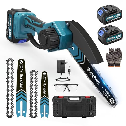 Bundviel Akku Kettensäge Kompatibel mit Makita 18V,Bürstenloser Motor Mini Kettensäge mit 2x 4Ah Akku,6/8 Zoll Handkettensäge für Holzschneidenz,Garten & Äste für Männer zu Valentinstag