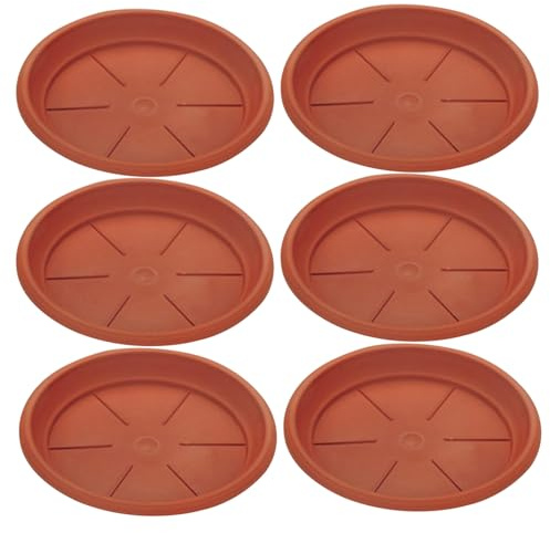 Sottovaso per piante da 6 pezzi, vassoi per piante in plastica da 9 pollici per vasi, vassoi raccogligocce per vasi da fiori resistenti, vassoio raccogliacqua rotondo per interni ed esterni arancione